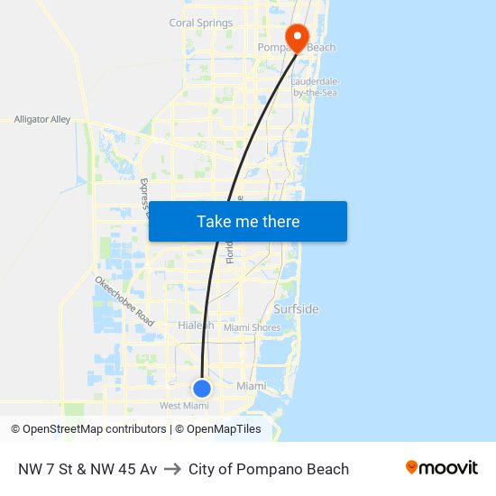 NW 7 St & NW 45 Av to City of Pompano Beach map