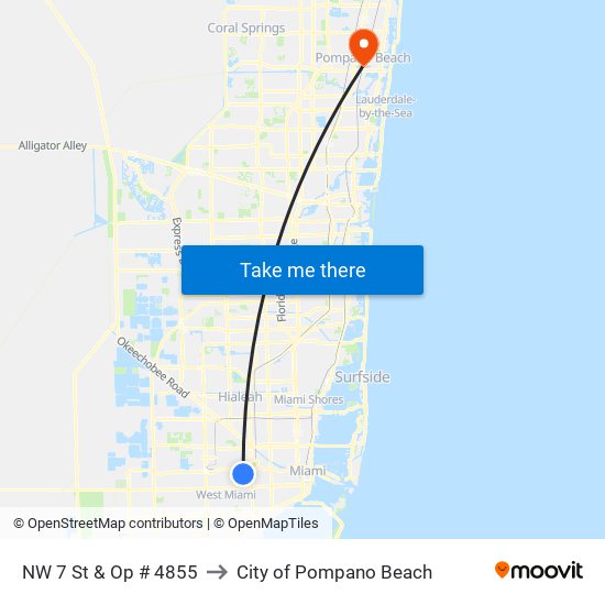 NW 7 St & Op # 4855 to City of Pompano Beach map