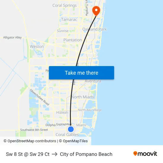 Sw 8 St @ Sw 29 Ct to City of Pompano Beach map