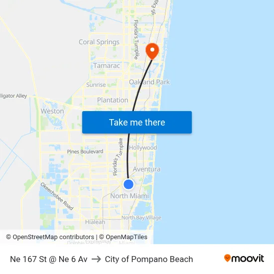 Ne 167 St @ Ne 6 Av to City of Pompano Beach map