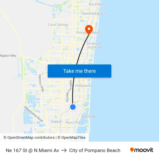 Ne 167 St @ N Miami Av to City of Pompano Beach map