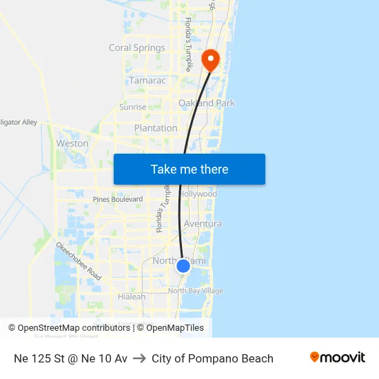 Ne 125 St @ Ne 10 Av to City of Pompano Beach map