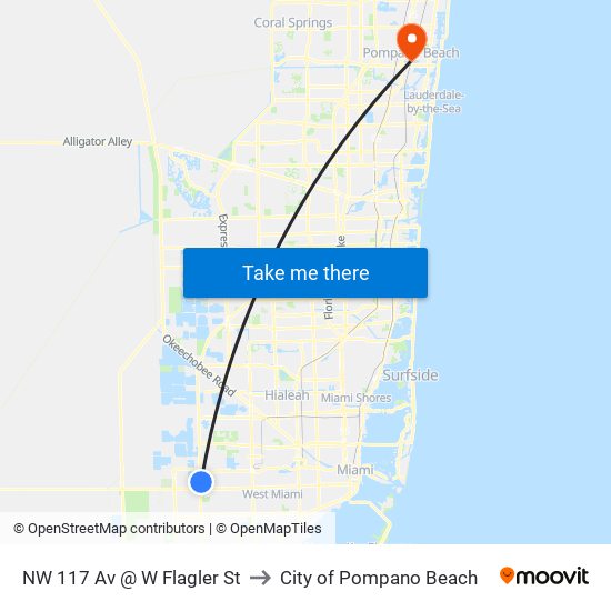 NW 117 Av @ W Flagler St to City of Pompano Beach map