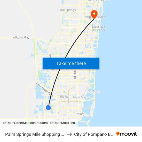 Palm Springs Mile Shopping Center to City of Pompano Beach map