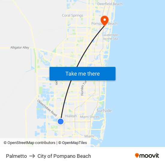 Palmetto to City of Pompano Beach map