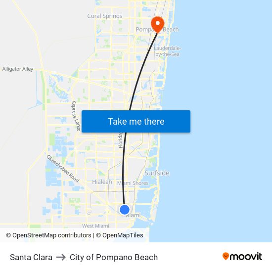 Santa Clara to City of Pompano Beach map