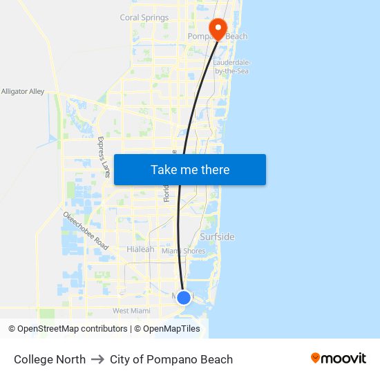 College North to City of Pompano Beach map