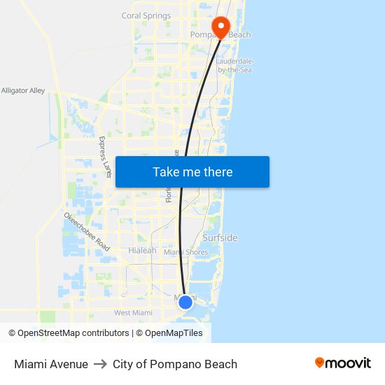 Miami Avenue to City of Pompano Beach map
