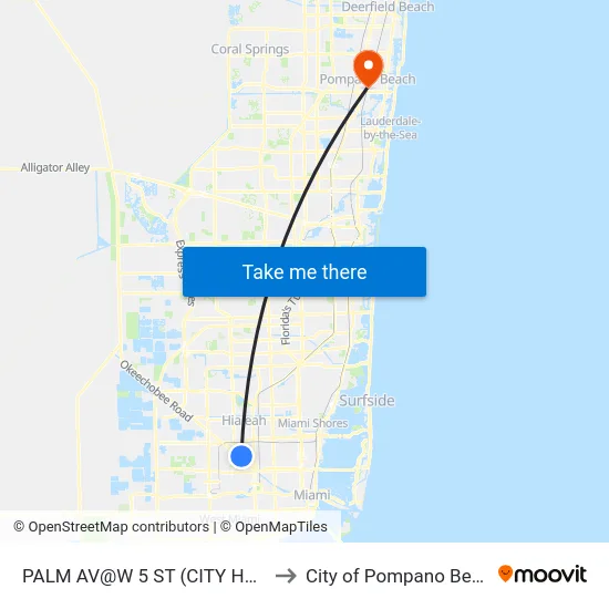 Palm Av@w 5 St (City Hall) to City of Pompano Beach map