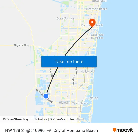 Nw 138 St@#10990 to City of Pompano Beach map