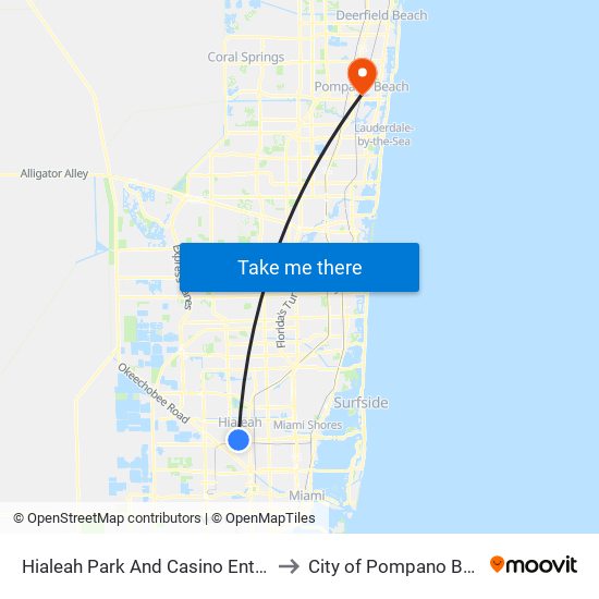 Hialeah Park And Casino Entrance to City of Pompano Beach map