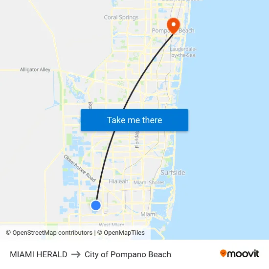Miami Herald to City of Pompano Beach map
