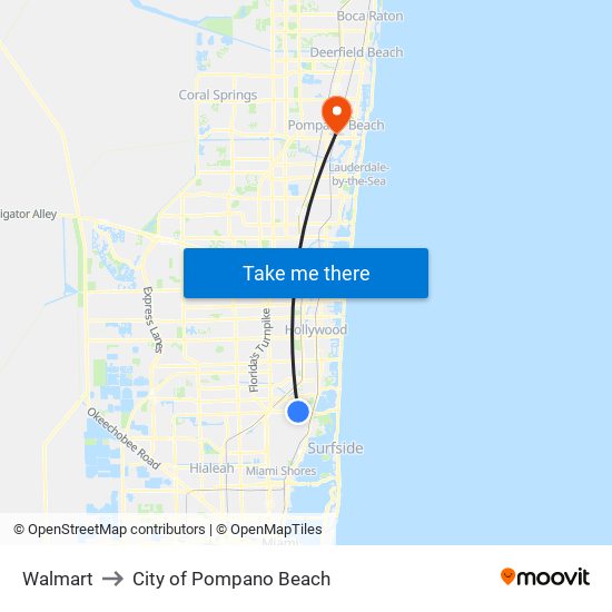 Walmart to City of Pompano Beach map