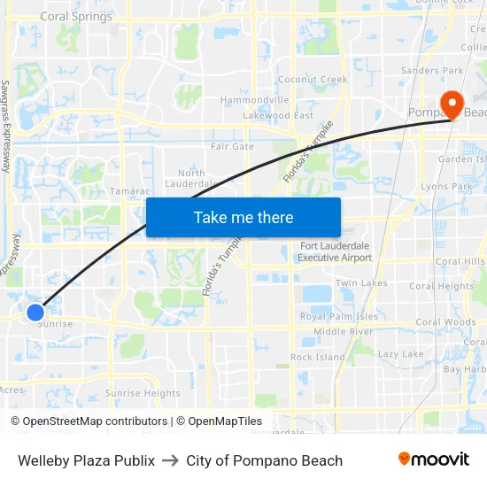 Welleby Plaza Publix to City of Pompano Beach map