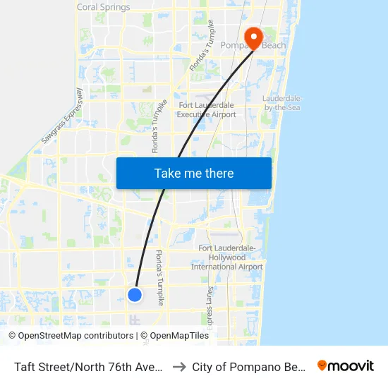 Taft Street/North 76th Avenue to City of Pompano Beach map
