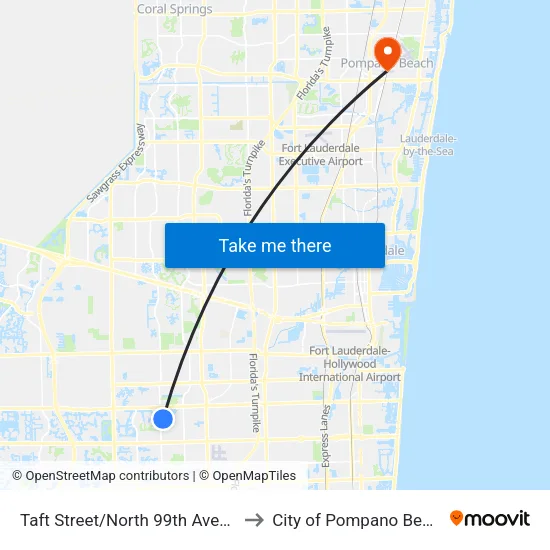 Taft Street/North 99th Avenue to City of Pompano Beach map
