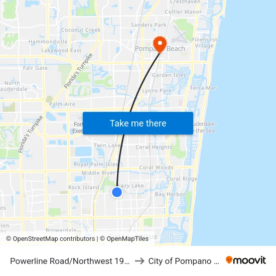 Powerline Road/Northwest 19th Street to City of Pompano Beach map