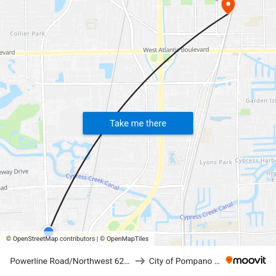 Powerline Road/Northwest 62nd Street to City of Pompano Beach map