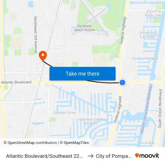 Atlantic Boulevard/Southeast 22nd Avenue - (US 1) to City of Pompano Beach map