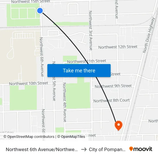 Northwest 6th Avenue/Northwest 15th Street to City of Pompano Beach map