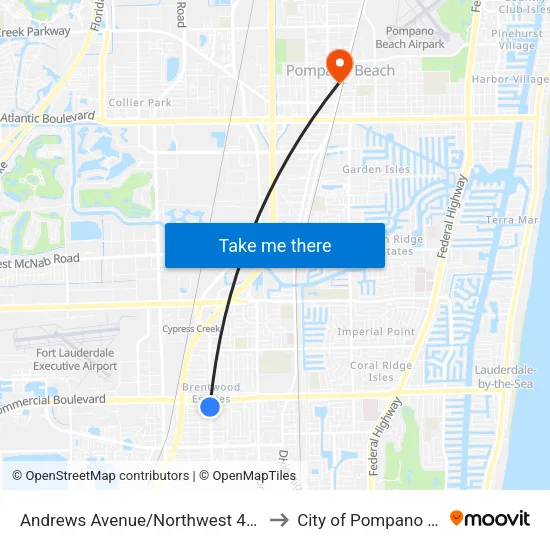 Andrews Avenue/Northwest 48th Court to City of Pompano Beach map