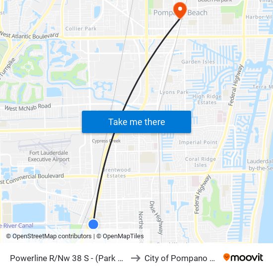 Powerline R/Nw 38 S - (Park Lane W) to City of Pompano Beach map