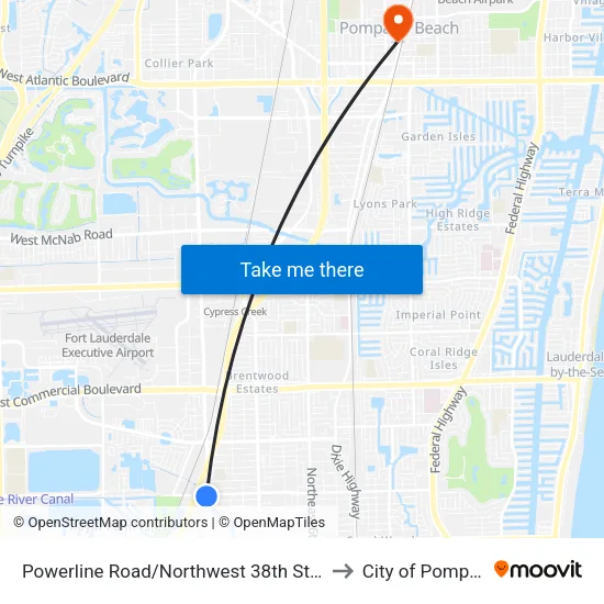 Powerline Road/Northwest 38th Street - (Park Lane West) to City of Pompano Beach map