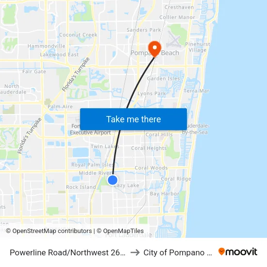 Powerline Road/Northwest 26th Street to City of Pompano Beach map