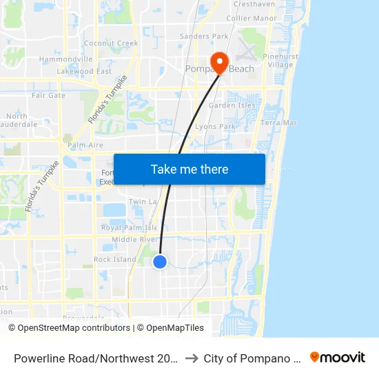 Powerline Road/Northwest 20th Street to City of Pompano Beach map