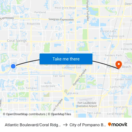 Atlantic Boulevard/Coral Ridge Drive to City of Pompano Beach map