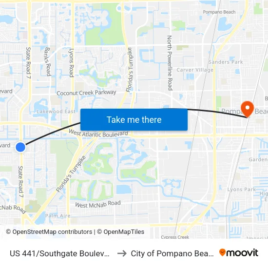 US 441/Southgate Boulevard to City of Pompano Beach map
