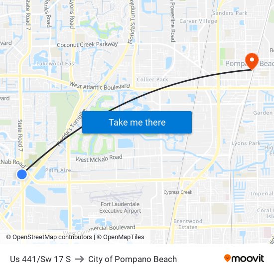 Us 441/Sw 17 S to City of Pompano Beach map
