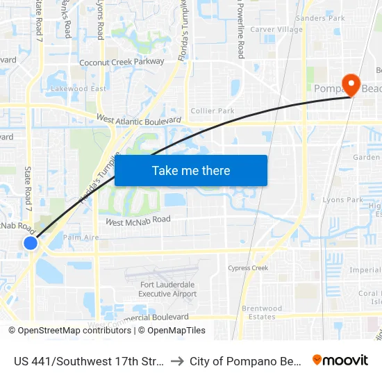 US 441/Southwest 17th Street to City of Pompano Beach map