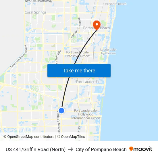 US 441/Griffin Road (North) to City of Pompano Beach map