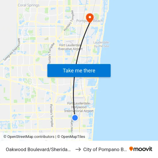 Oakwood Boulevard/Sheridan Street to City of Pompano Beach map