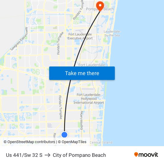 US 441/SW 32 S to City of Pompano Beach map