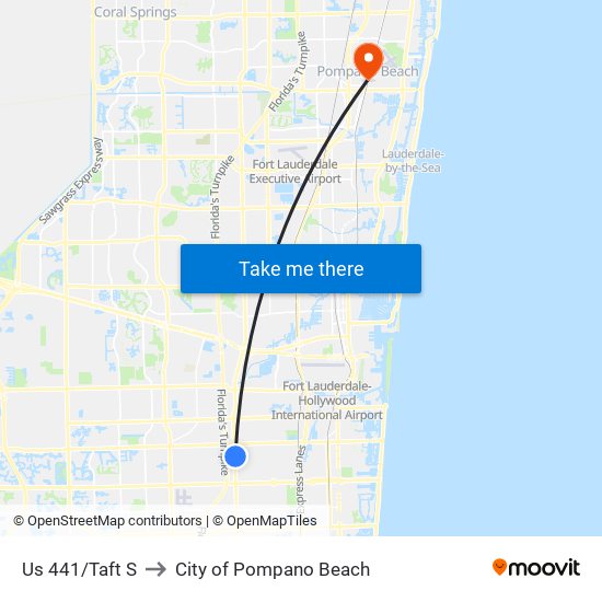 Us 441/Taft S to City of Pompano Beach map