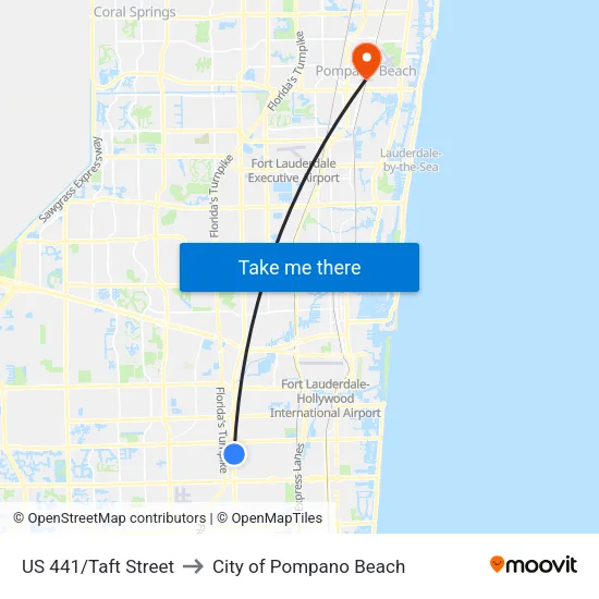 US 441/Taft Street to City of Pompano Beach map