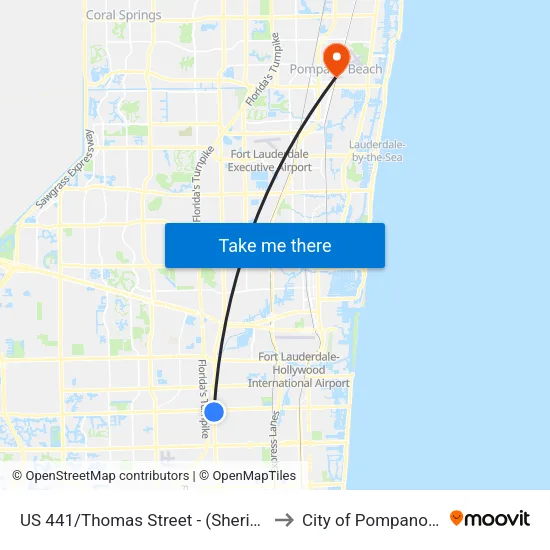 US 441/Thomas Street - (Sheridan Street) to City of Pompano Beach map