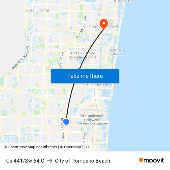 US 441/SW 54 C to City of Pompano Beach map