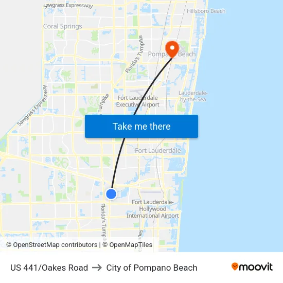 US 441/Oakes Road to City of Pompano Beach map