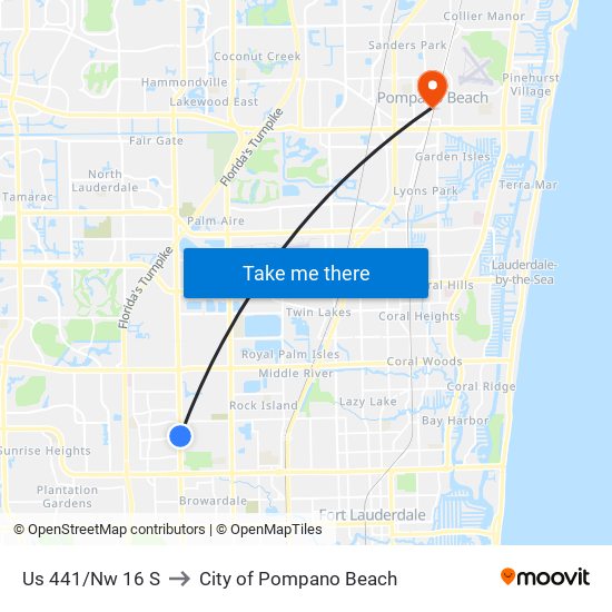 Us 441/Nw 16 S to City of Pompano Beach map