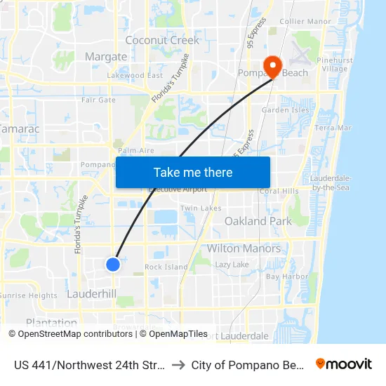 US 441/Northwest 24th Street to City of Pompano Beach map
