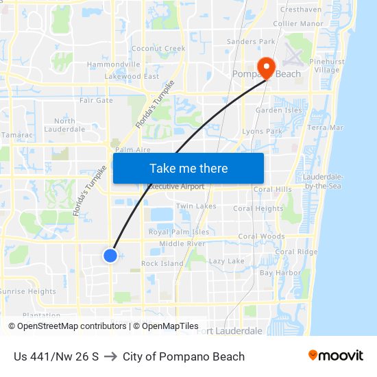 Us 441/Nw 26 S to City of Pompano Beach map