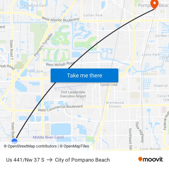 Us 441/Nw 37 S to City of Pompano Beach map