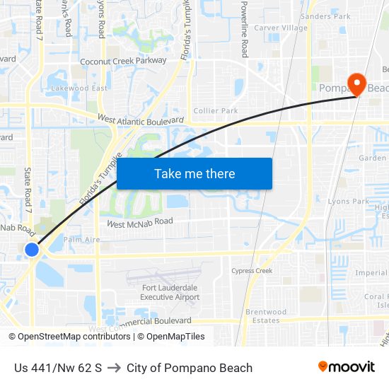 Us 441/Nw 62 S to City of Pompano Beach map