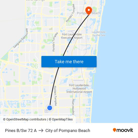 Pines B/Sw 72 A to City of Pompano Beach map