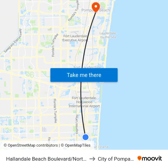 Hallandale Beach Boulevard/Northeast 2nd Avenue to City of Pompano Beach map