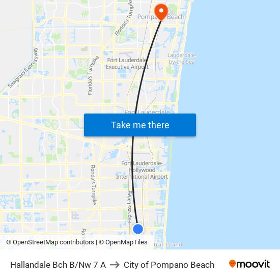Hallandale Bch B/Nw 7 A to City of Pompano Beach map