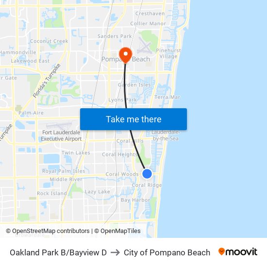 Oakland Park B/Bayview D to City of Pompano Beach map